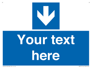 Custom Directional signage blue down arrow 